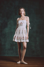 Donya Mini Dress - Naz Embroidered Offwhite & Pink Rosewater House