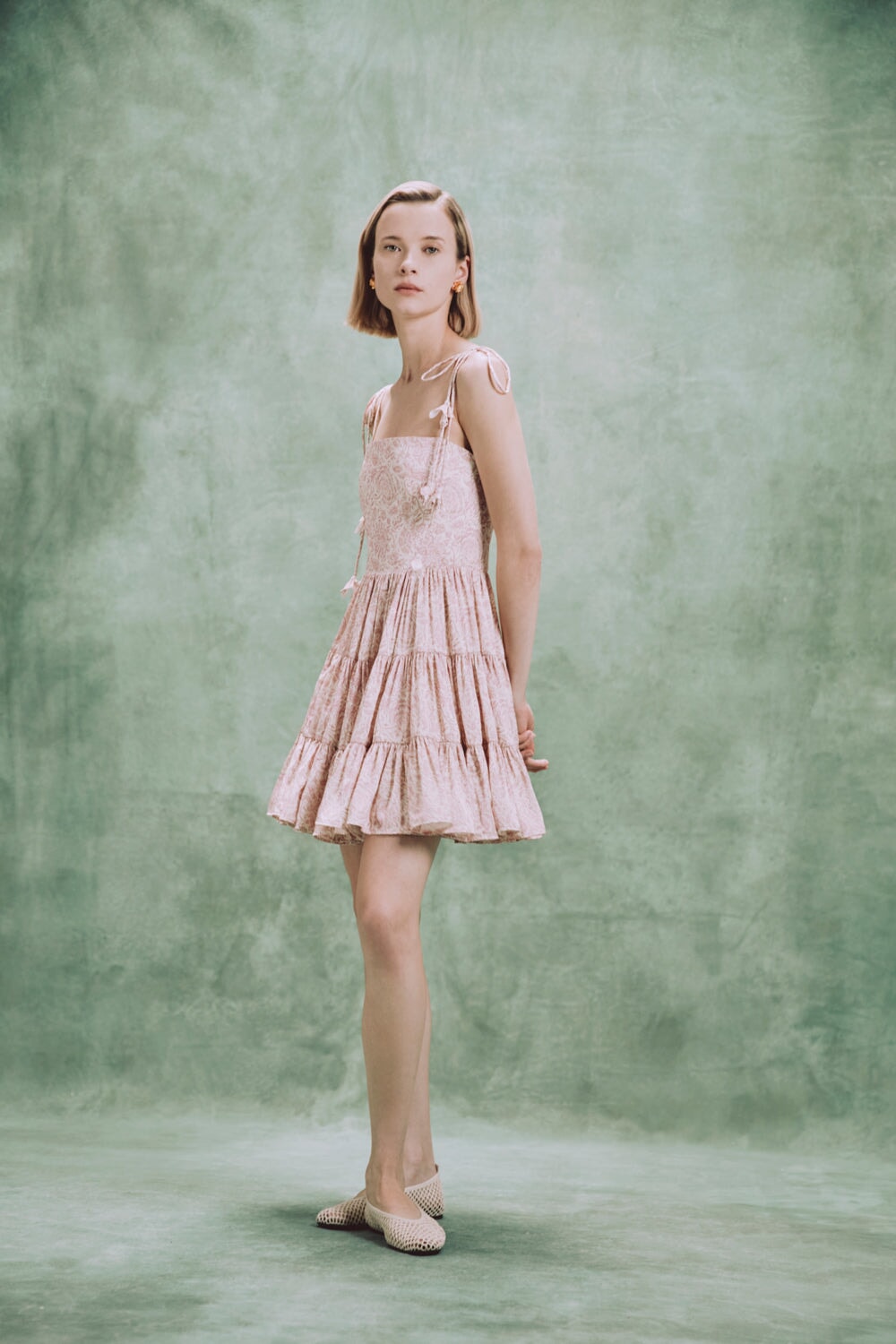 Sara Mini Dress - Printed Silk Pink Rosewater House