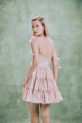 Sara Mini Dress - Printed Silk Pink Rosewater House 