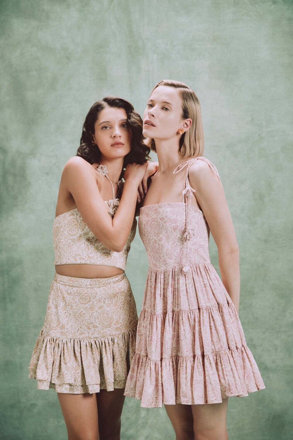 Pipa Mini Skirt - Printed Silk Creme Rosewater House