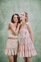 Pipa Mini Skirt - Printed Silk Creme Rosewater House 