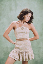 Hava Bustier - Printed Silk Creme Rosewater House