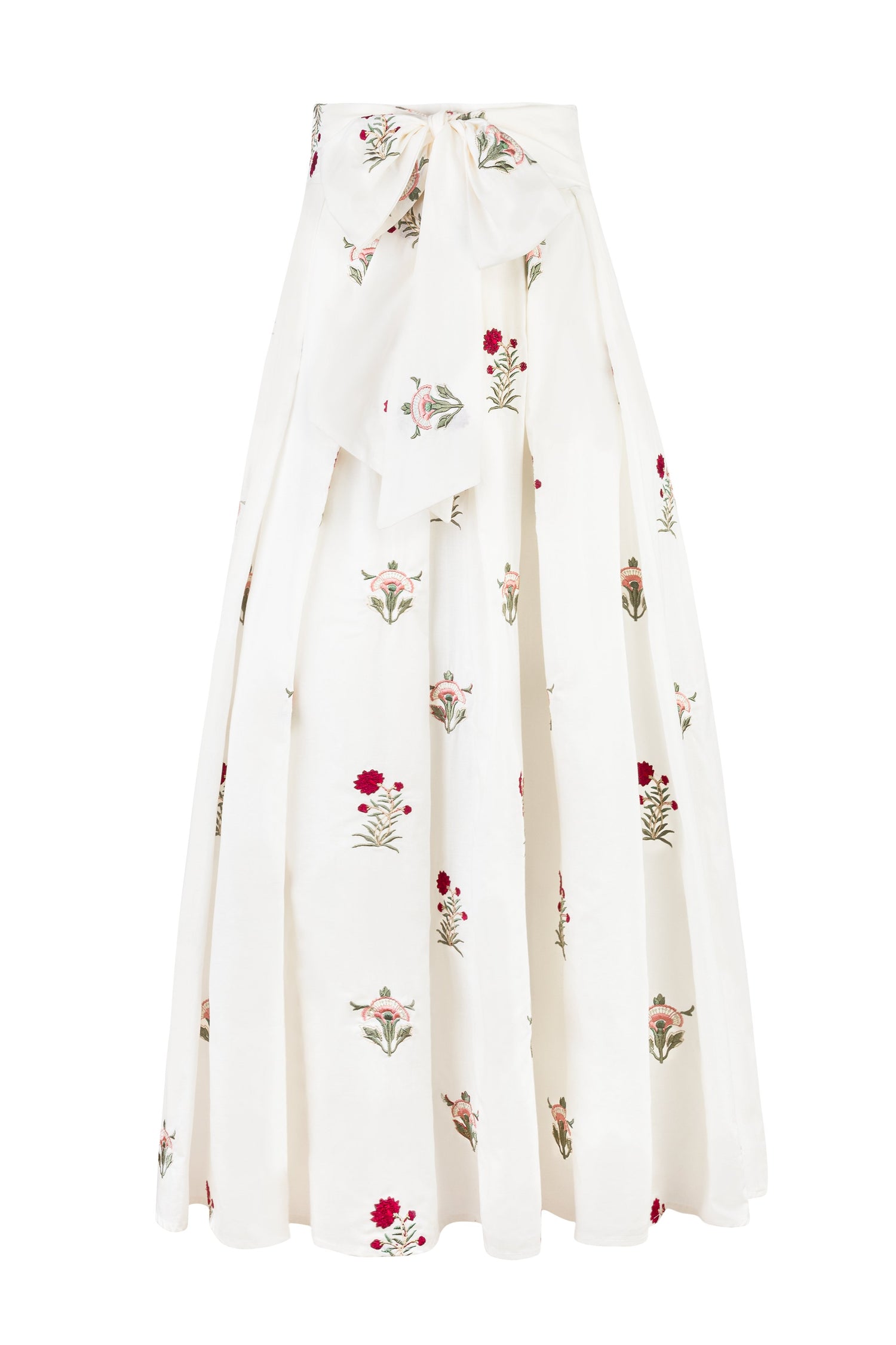 Yasmin Skirt - Fiona Embroidery Pink & Offwhite Bottoms - Skirts Rosewater House