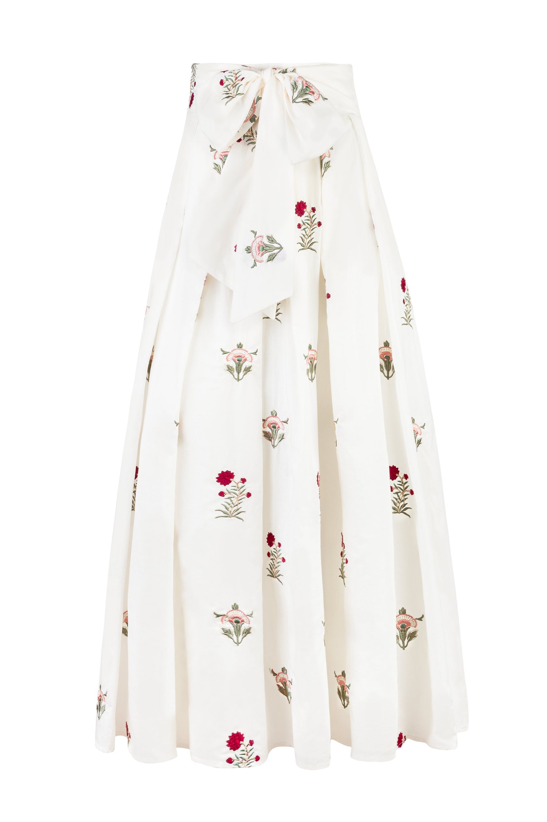 Yasmin Skirt - Fiona Embroidery Pink & Offwhite Bottoms - Skirts Rosewater House