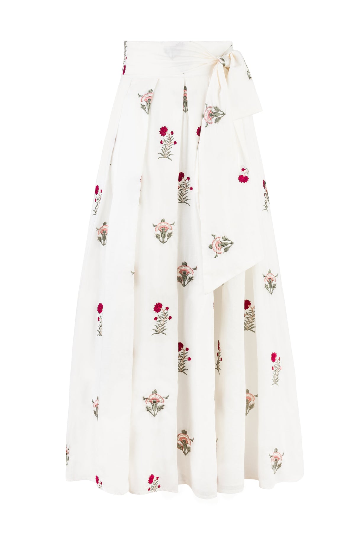 Yasmin Skirt - Fiona Embroidery Pink & Offwhite Bottoms - Skirts Rosewater House