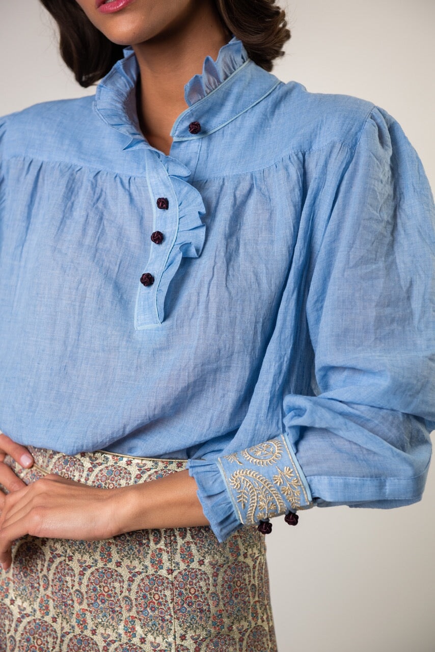 Cypress Blouse - Blue Rosewater House