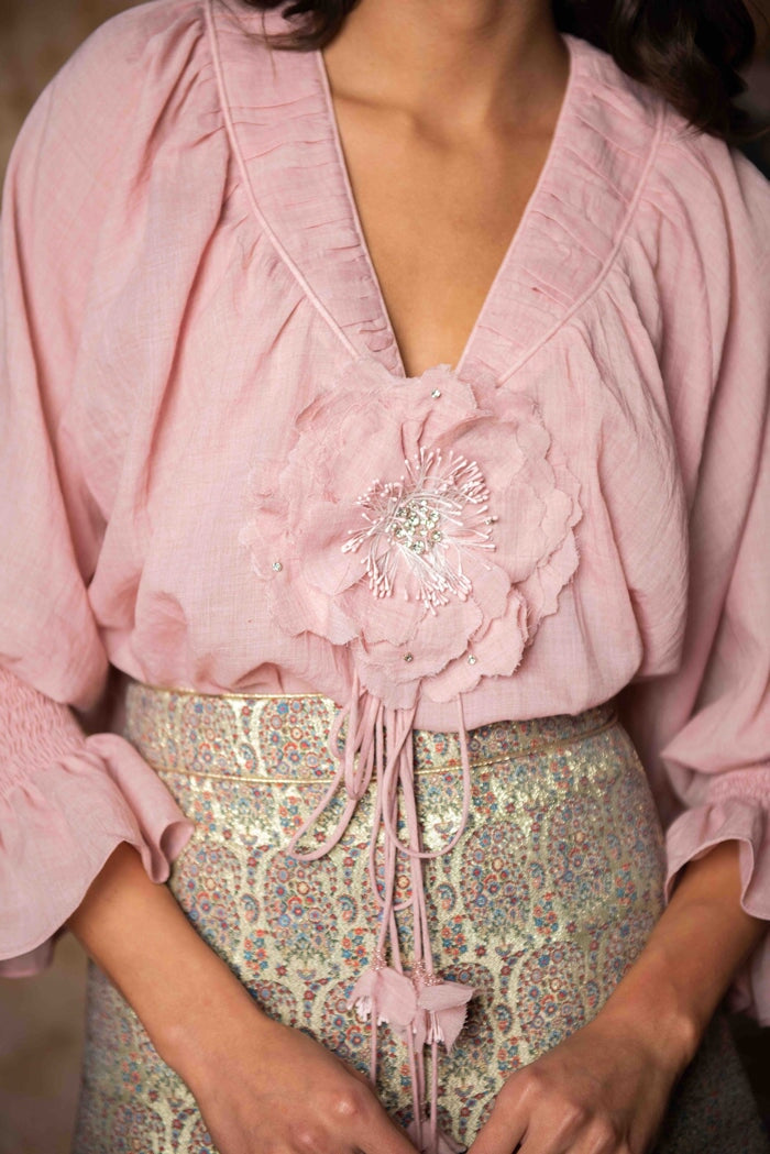 Gol Blouse - Pink Tops - Blouse Rosewater House