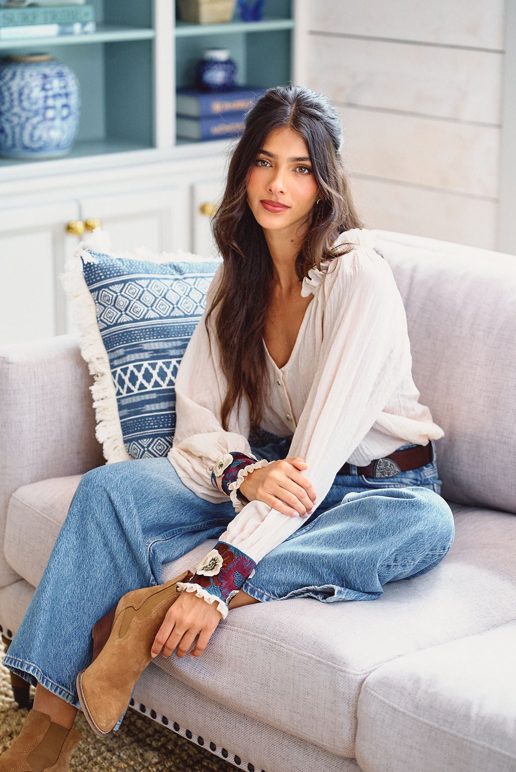 Pansy Blouse - Creme Tops - Blouse Rosewater House