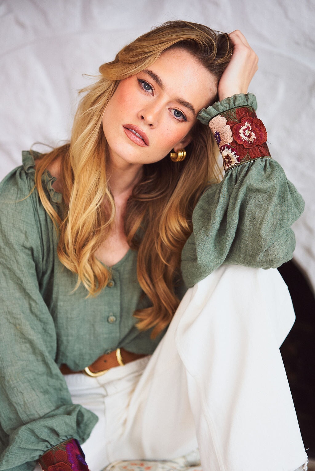 Pansy Blouse - Green Tops - Blouse Rosewater House