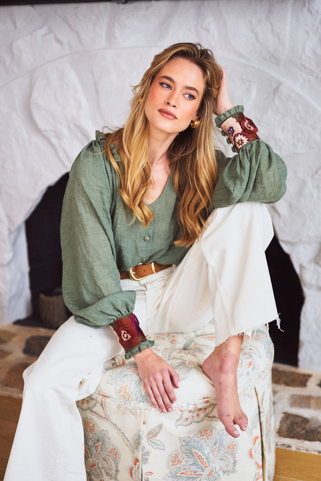 Pansy Blouse - Green Tops - Blouse Rosewater House