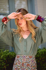 Pansy Blouse - Green Tops - Blouse Rosewater House