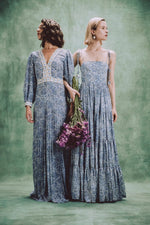 Tooba Maxi Dress - Printed Chiffon Blue Rosewater House