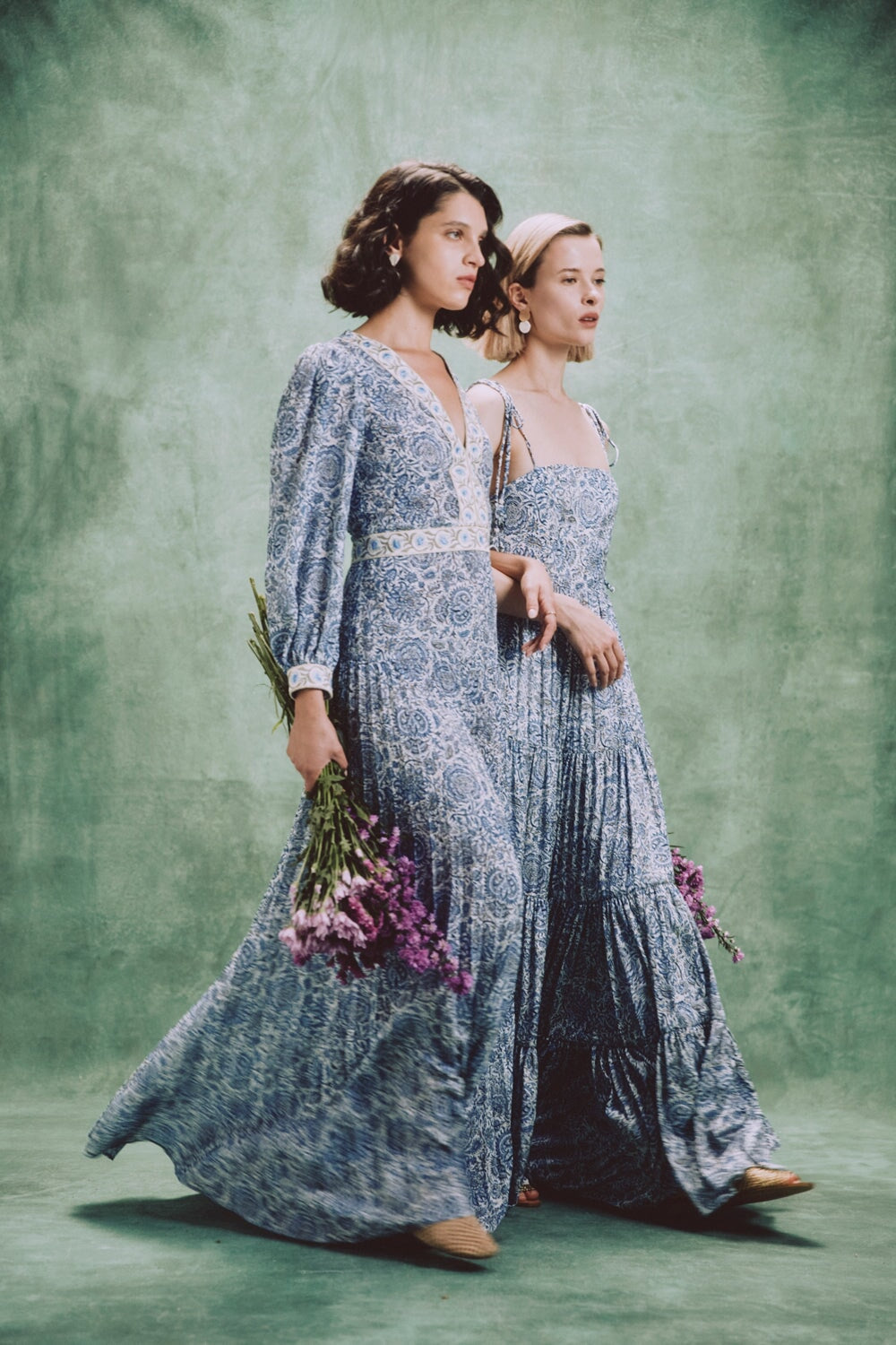 Tooba Maxi Dress - Printed Chiffon Blue Rosewater House