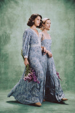 Tooba Maxi Dress - Printed Chiffon Blue Rosewater House