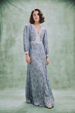 Tooba Maxi Dress - Printed Chiffon Blue Rosewater House