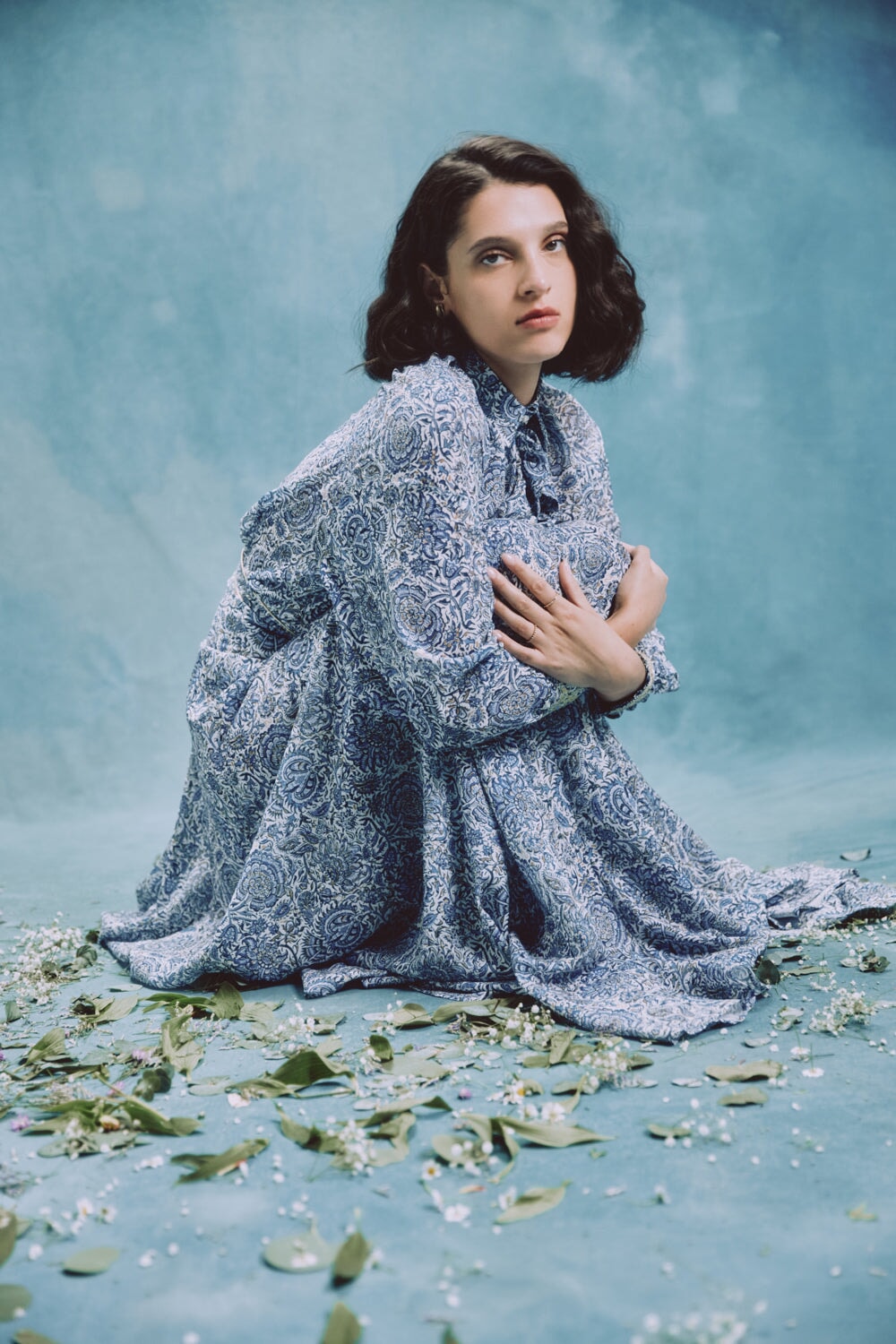 Naz Blouse - Printed Chiffon Blue Rosewater House