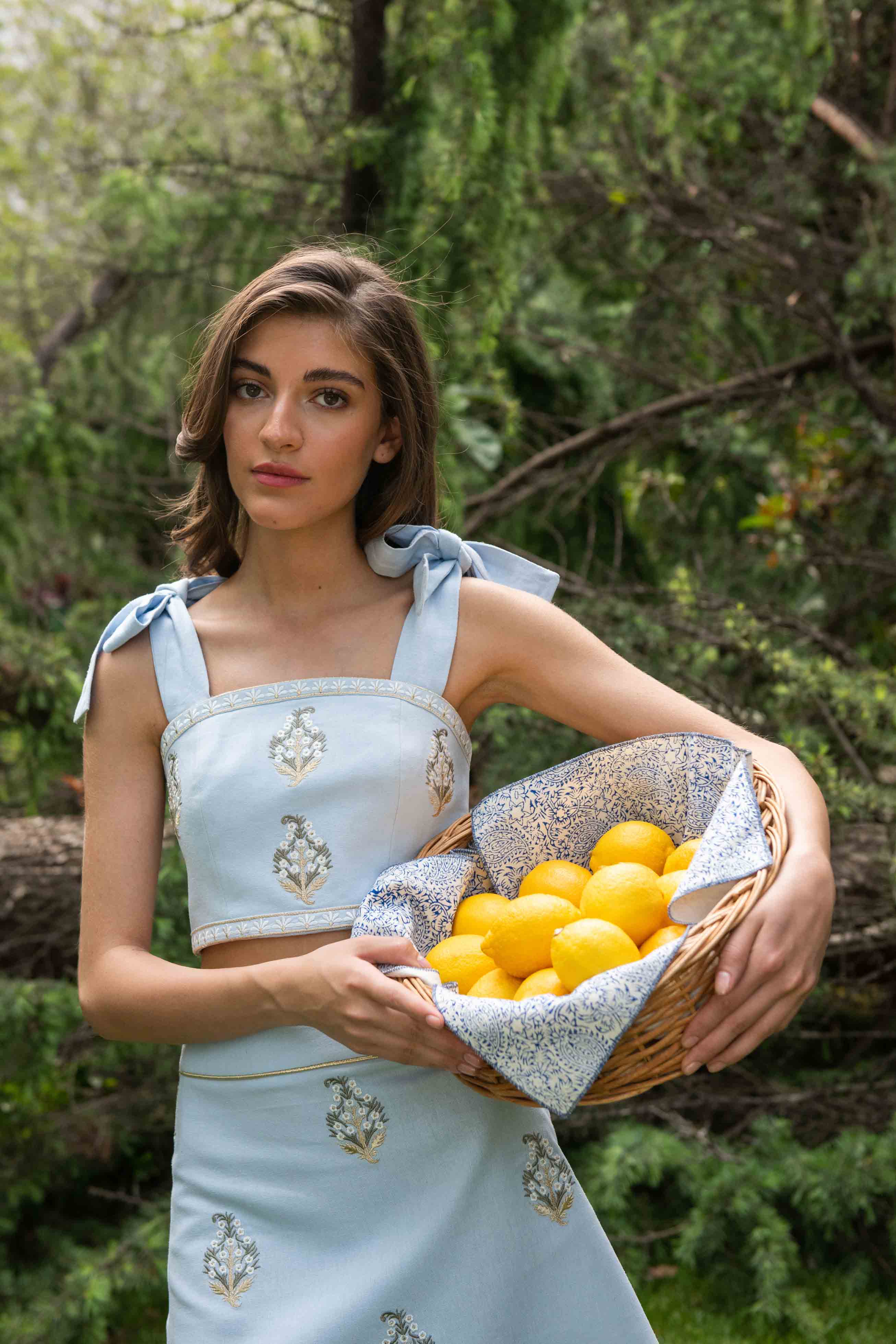 Sarv Crop Top - Blue & White Rosewater House