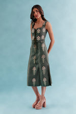 Shalimar Bustier - Shalimar Embroidered Green & Pink Tops - Bustier & Embroidered Rosewater House