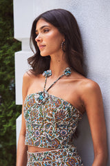 Hava Bustier - Blue Iris Tops - Bustier & Embroidered Rosewater House 