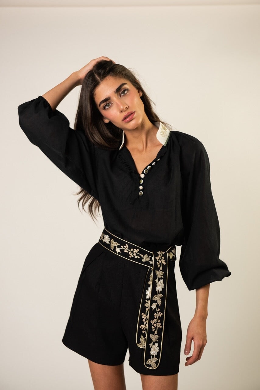 Ivy Blouse - Black Rosewater House