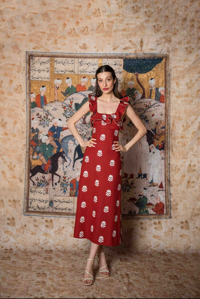 Malika Dress - Deep Red Rosewater House