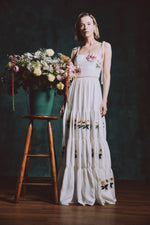 Tara Maxi Dress - Pansy Embroidered Offwhite & Yellow Dresses - Formal Rosewater House