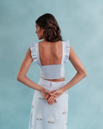 Yalda Bustier - Naz Embroidered Blue & White Tops - Bustier & Embroidered Rosewater House