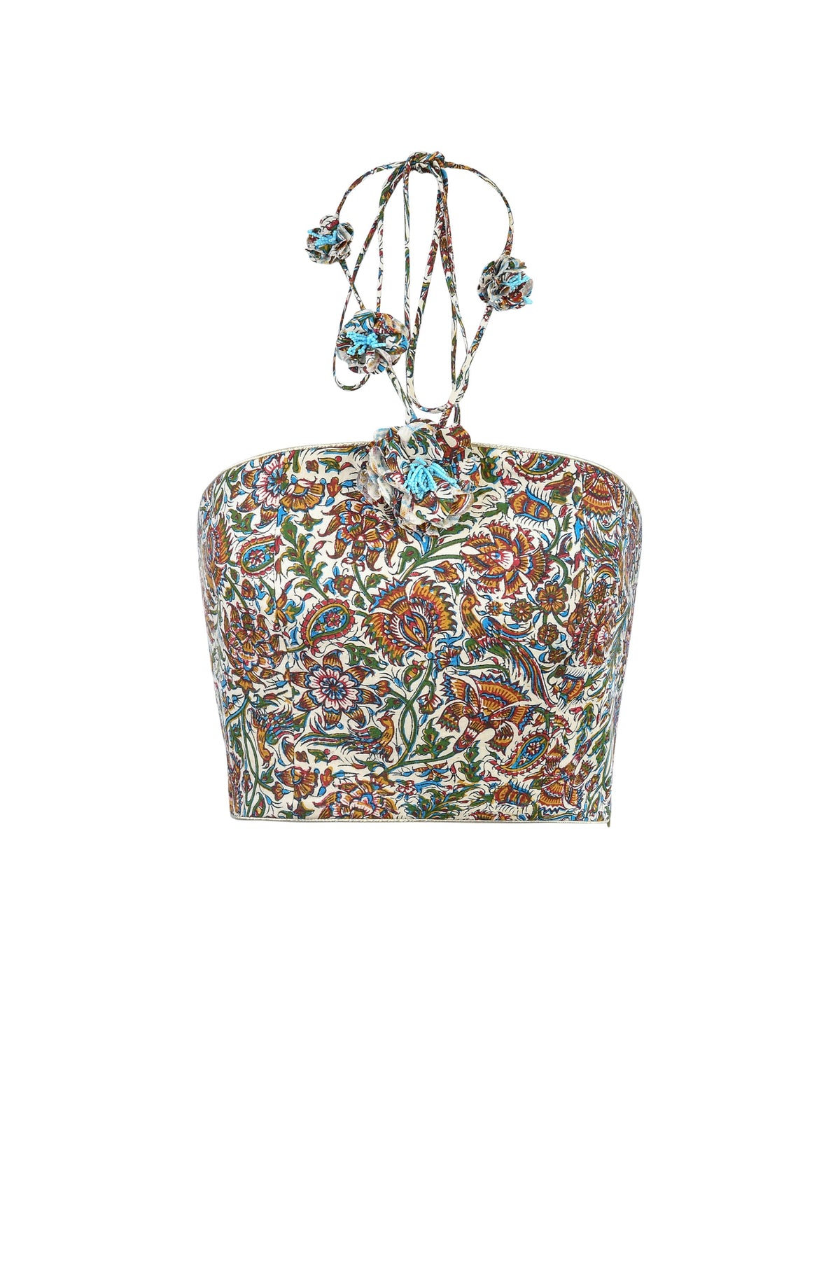 Hava Bustier - Ghalamkar Iris Blockprint Tops - Bustier & Embroidered Rosewater House 