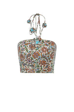 Hava Bustier - Ghalamkar Iris Blockprint Tops - Bustier & Embroidered Rosewater House 