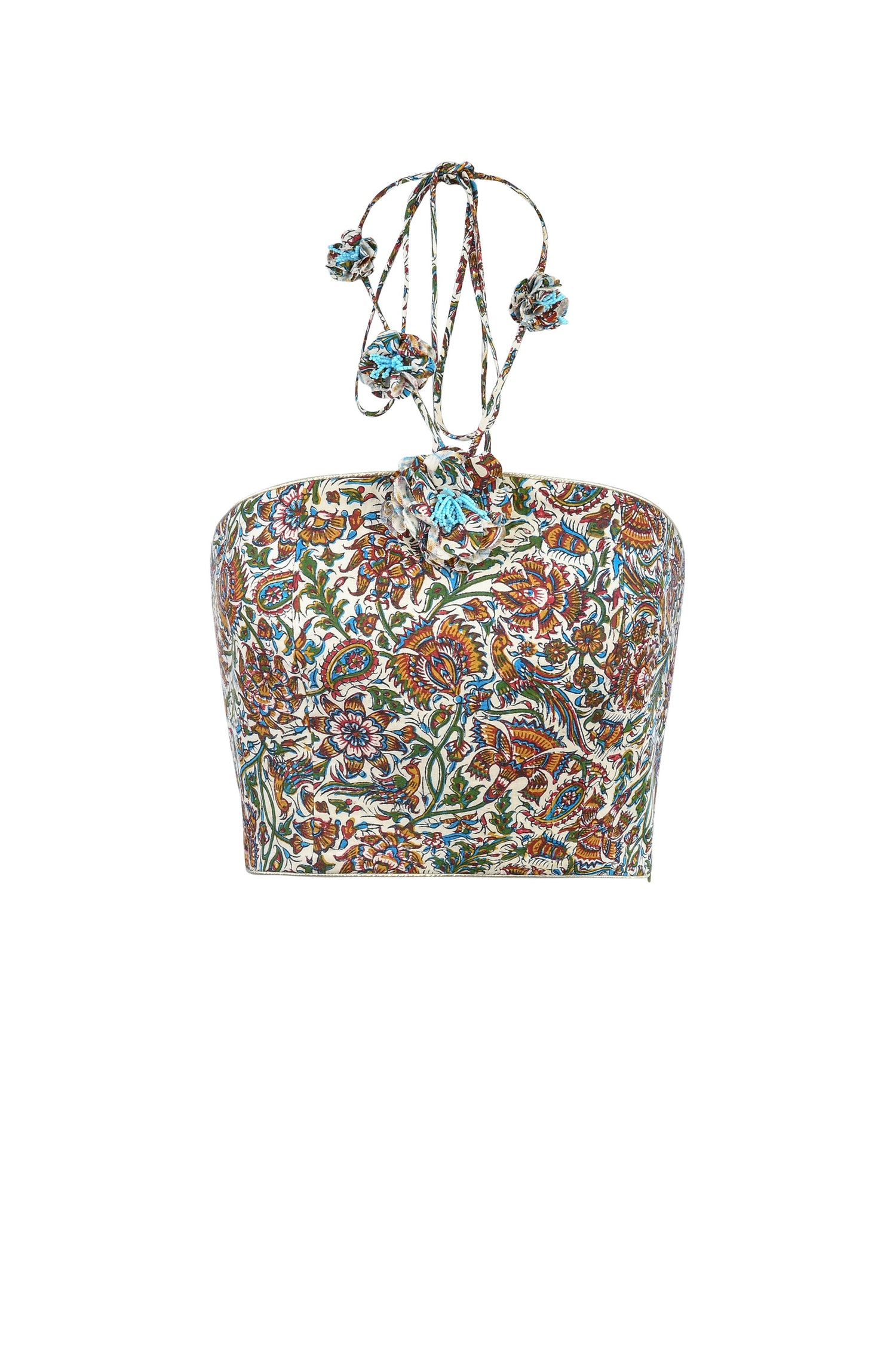 Hava Bustier - Ghalamkar Iris Blockprint Tops - Bustier & Embroidered Rosewater House 