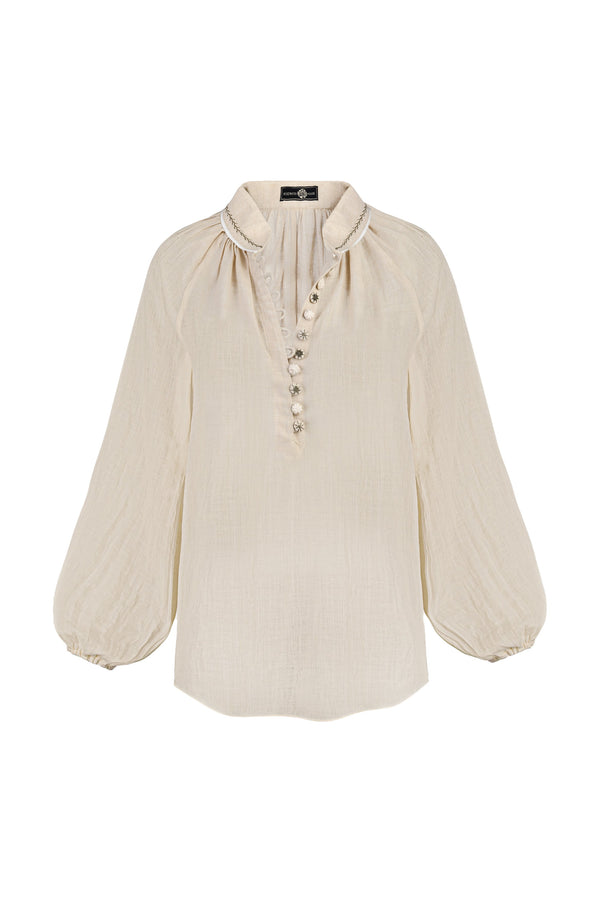 Golab Blouse - Sand & Ivory Tops - Blouse Rosewater House 