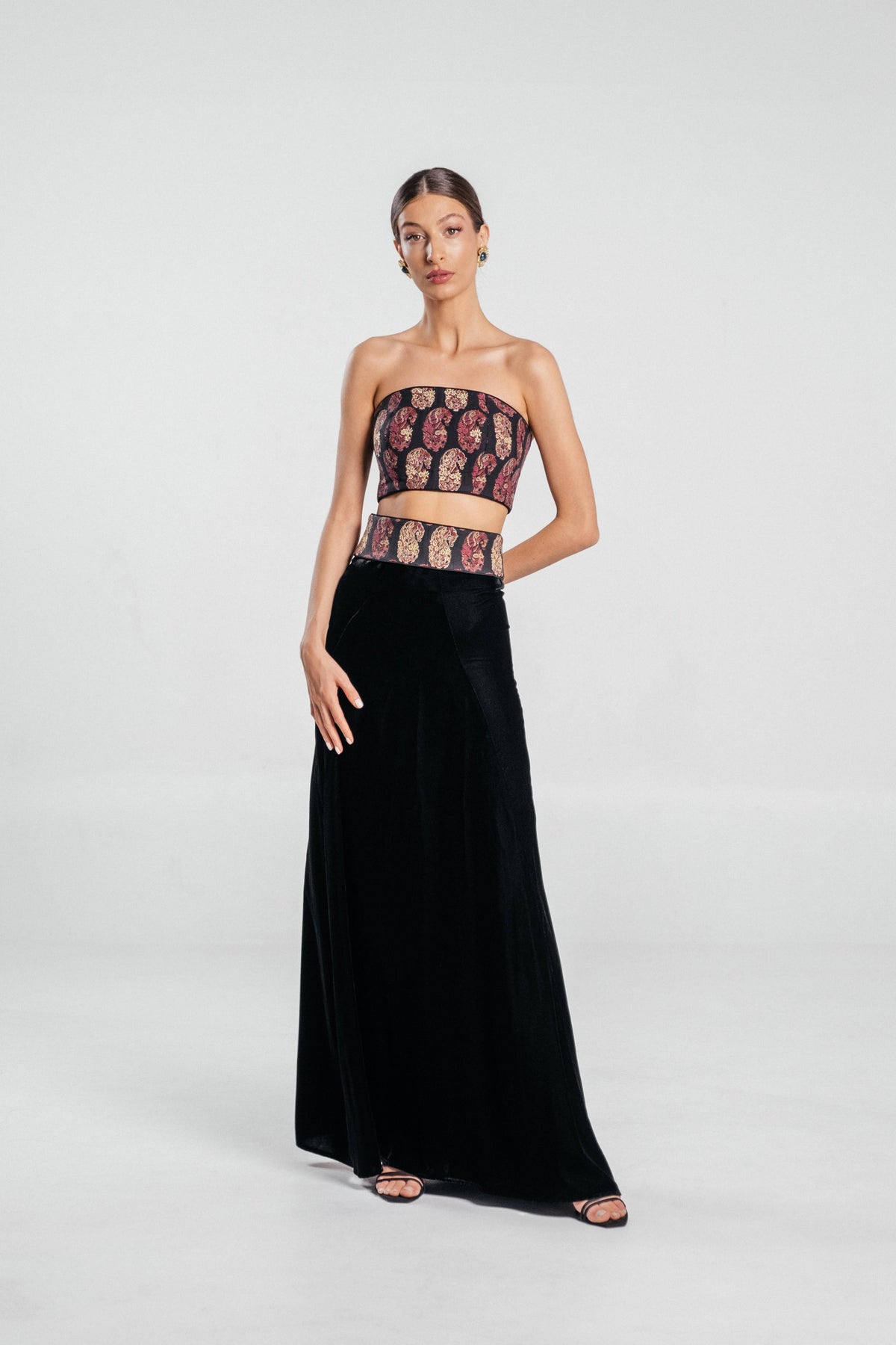 Persica Maxi Velvet Skirt - Black Bottoms - Skirts Rosewater House