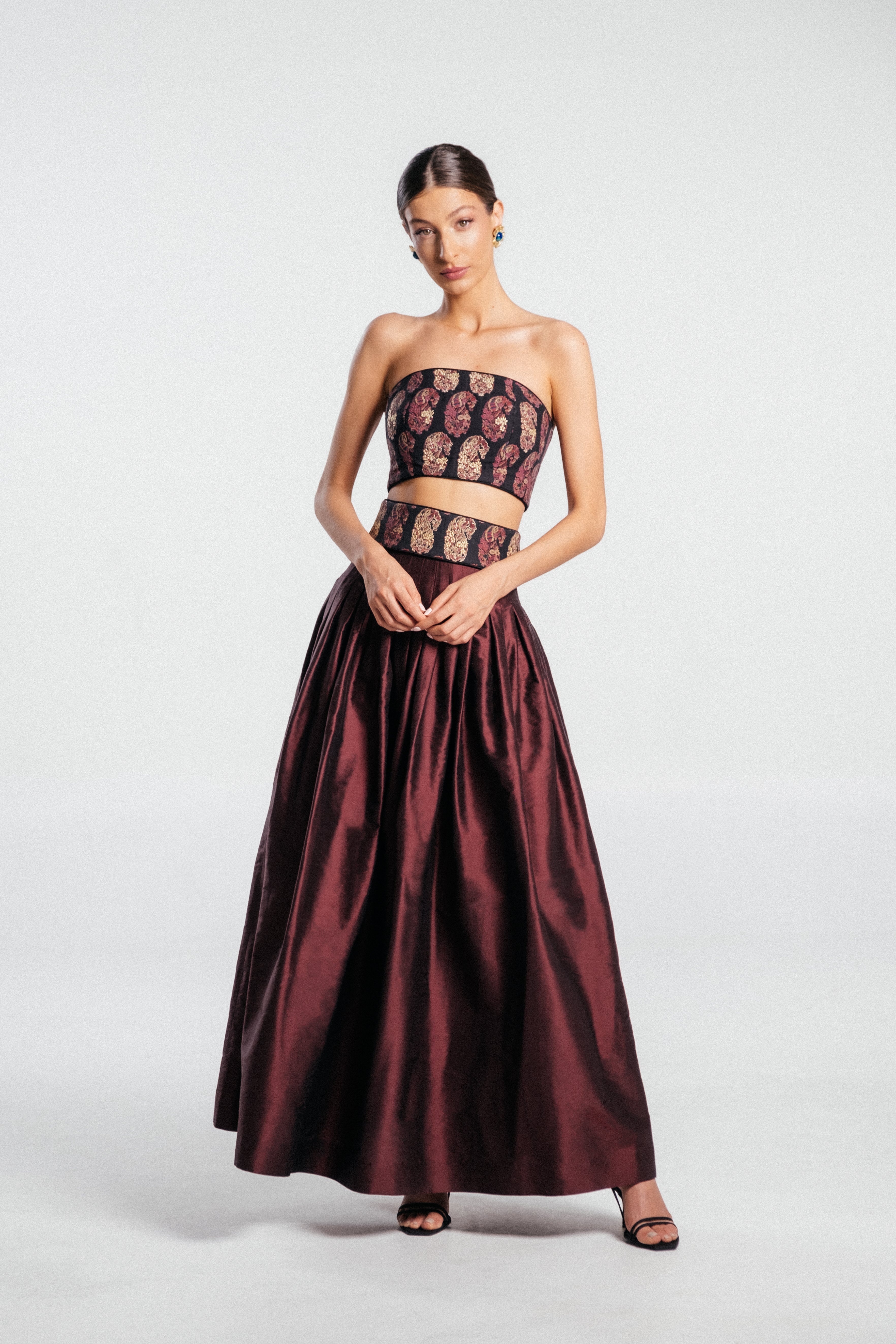 Yass Taffeta Ball Skirt - Burgundy Bottoms - Skirts Rosewater House