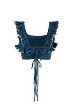 Malika Bustier Top - Blue Tops - Cropped & Casual Rosewater House
