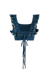 Malika Bustier Top - Blue Tops - Cropped & Casual Rosewater House 