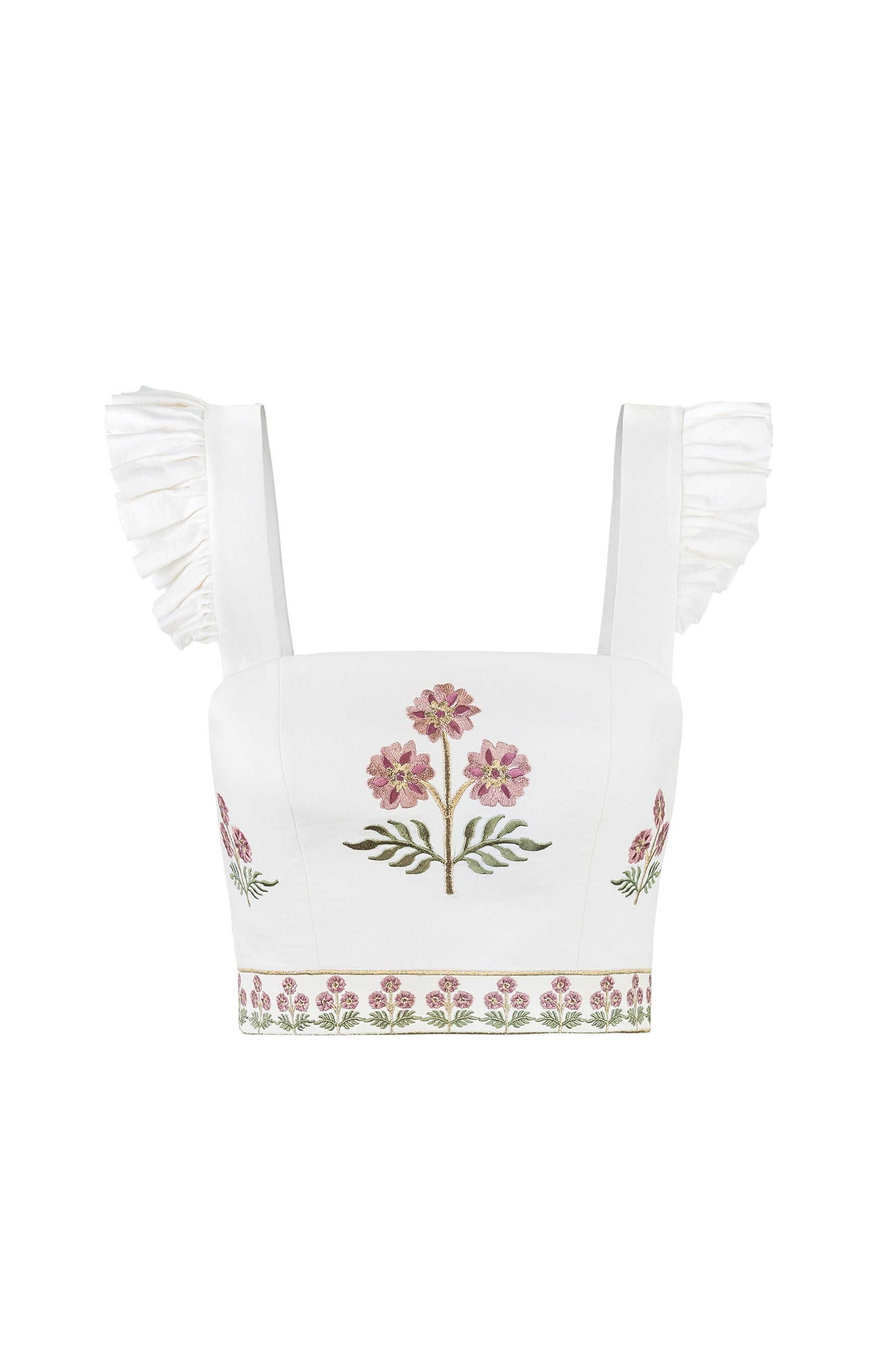 Yalda Ruffle Bustier - Naz Embroidery Tops - Bustier & Embroidered Rosewater House 