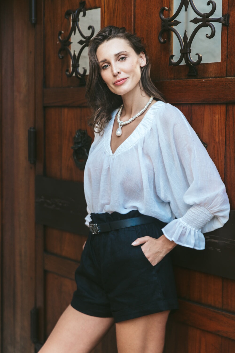 Gol Blouse - White Tops - Blouse Rosewater House