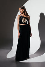 Persica Floral Bustier - Black & Ivory Tops - Bustier & Embroidered Rosewater House