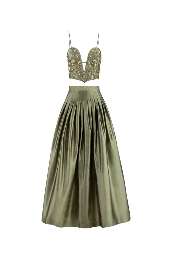 Jasmine Bustier and Yass Skirt - Olive Dresses - Formal Rosewater House 