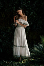 Carnation Ruffle Dress - Off White & Blue Dresses - Formal Rosewater House