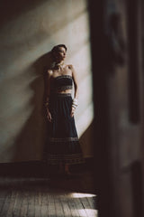 Carnation Crop Top - Black & Brick Tops - Bustier & Embroidered Rosewater House 