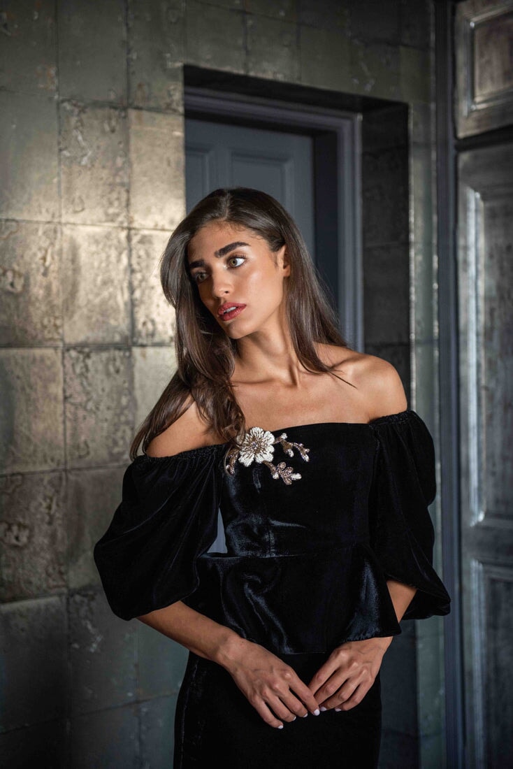 Celeste Peplum Top - Black (Pre-Order) Rosewater House