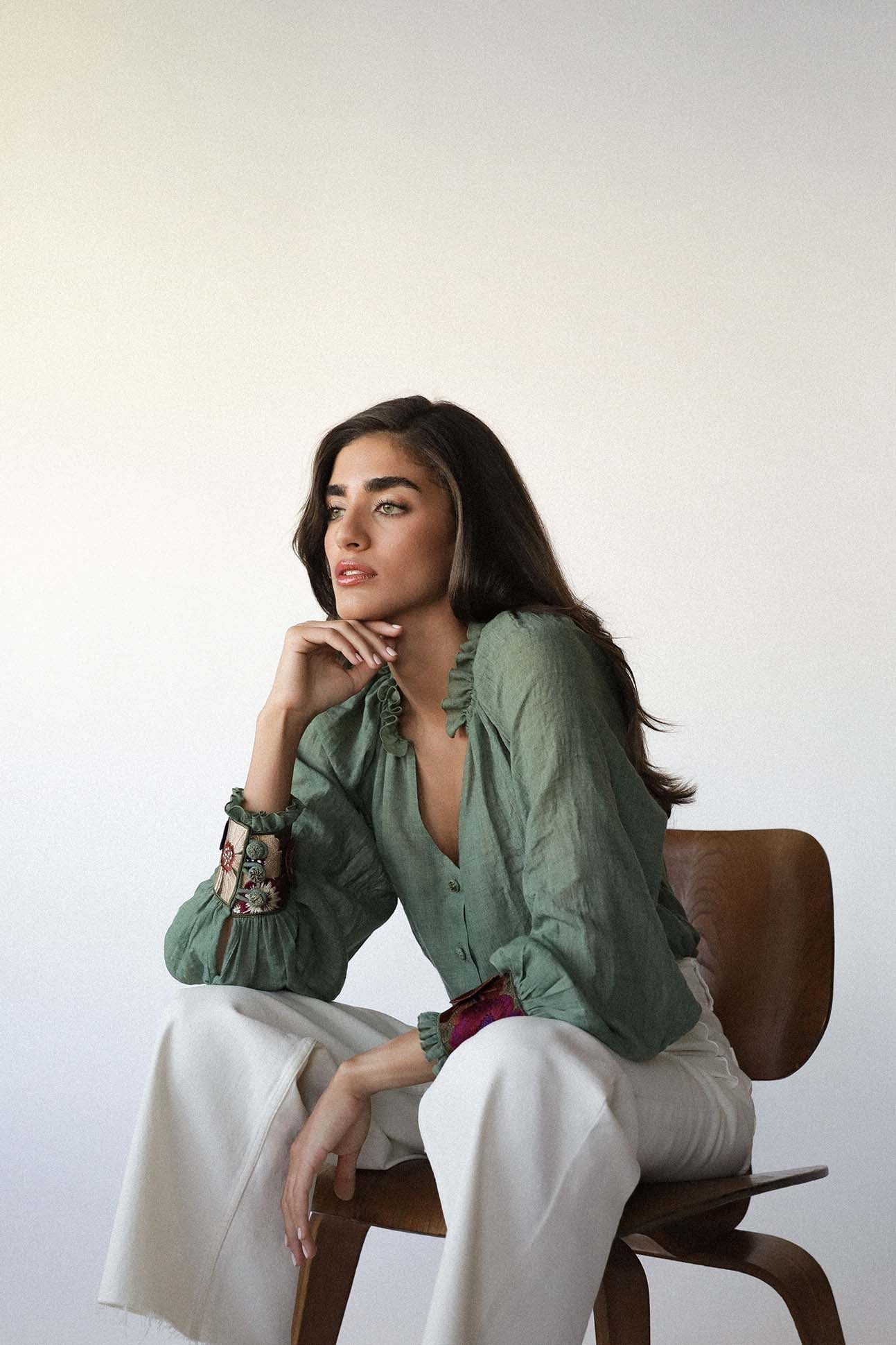 Pansy Blouse - Green Tops - Blouse Rosewater House