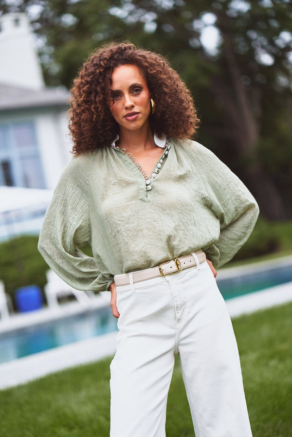 Ivy Blouse - Light Green Tops - Blouse OVER THE MOON 