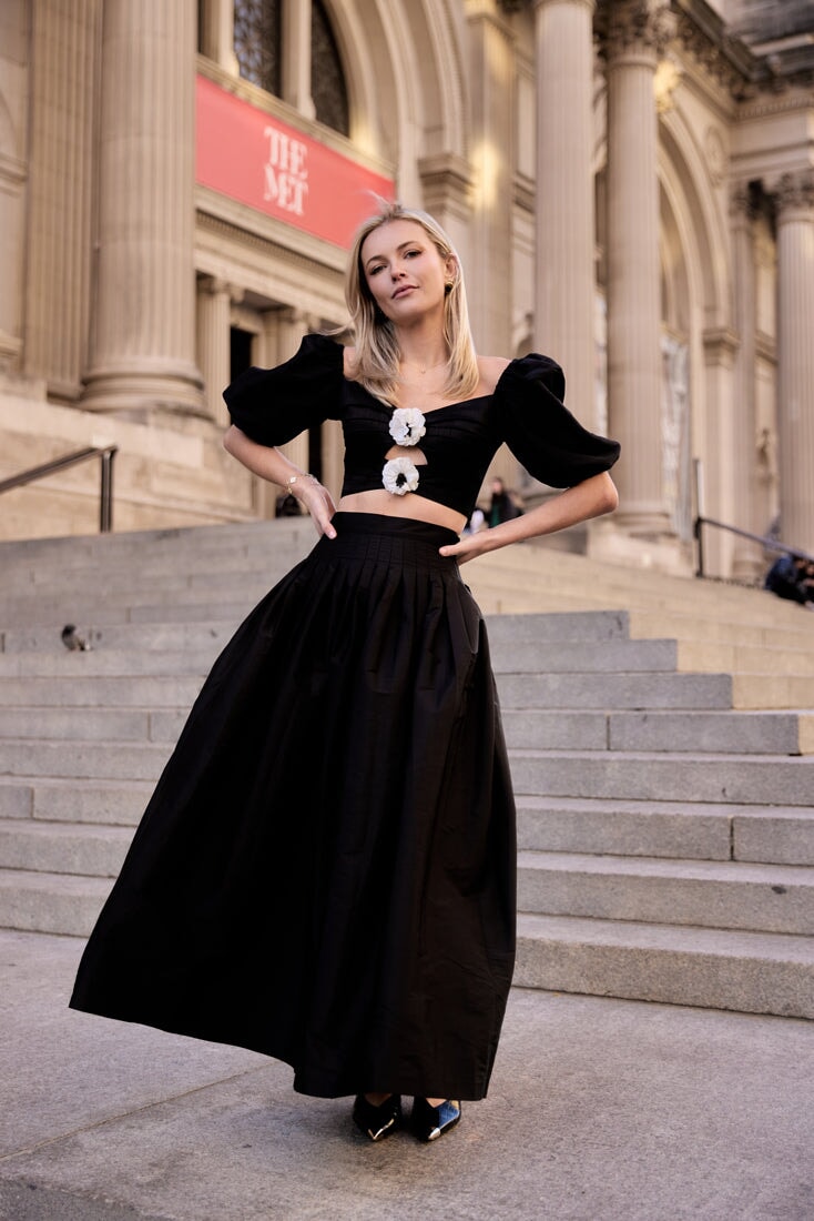 Rosa Silk Tafetta Cut Out Top - Black & White Rosewater House