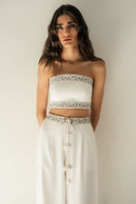 Carnation Pants - White & Blue Bottoms - Pants OVER THE MOON