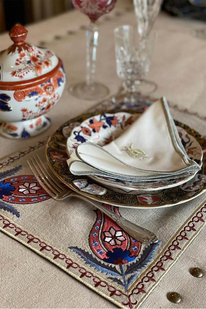 Embroidered "Laleh" Placemats placemats Rosewater House 