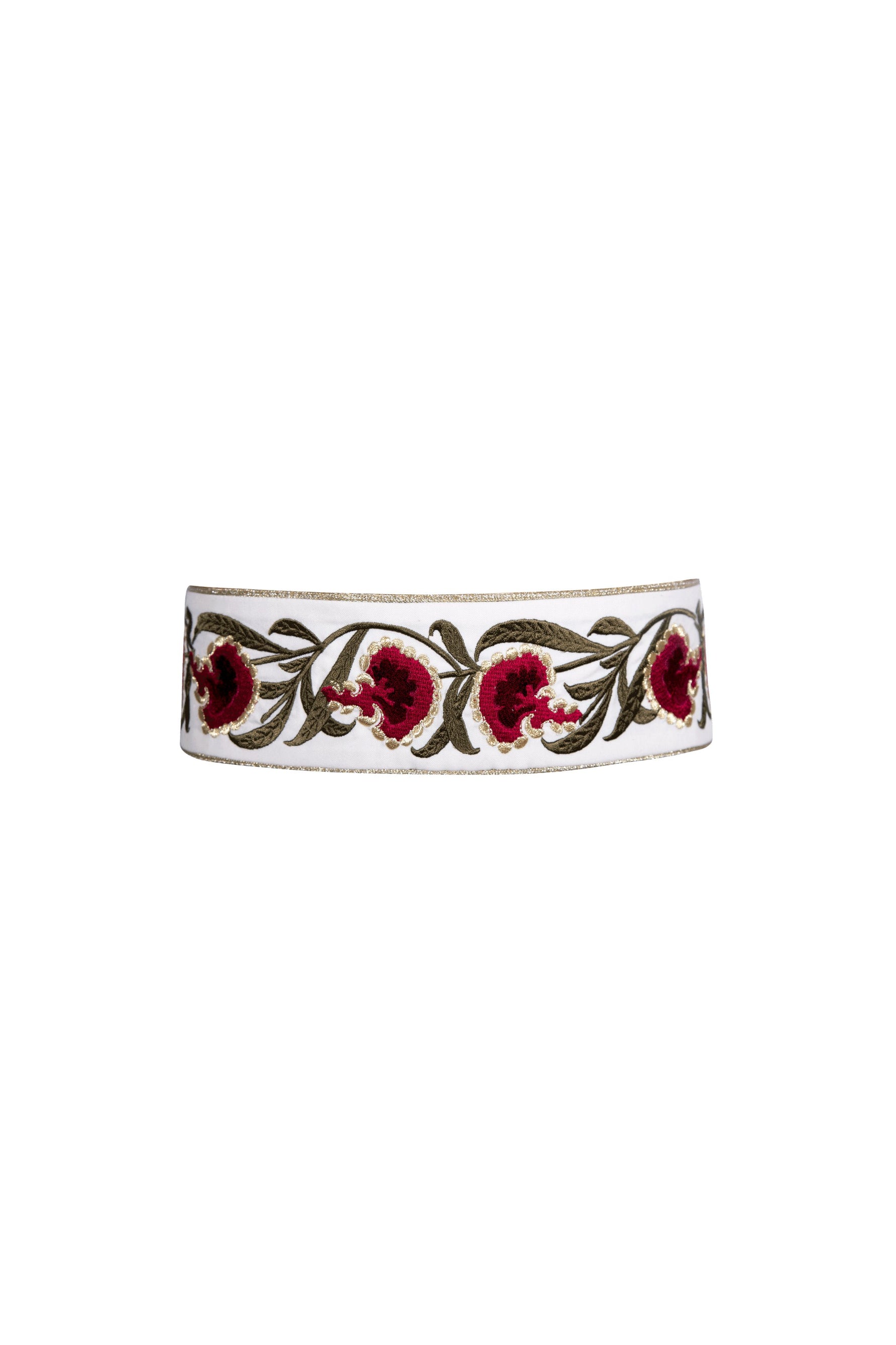 Carnation Belt- White/Red Belt Rosewater House