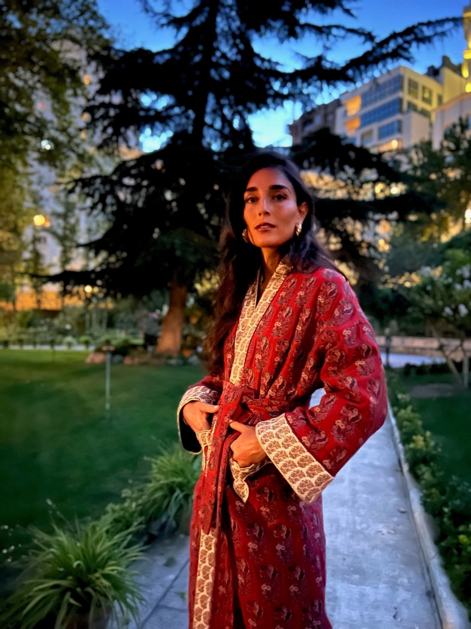 Shah Quilted Coat - Red coat - long Rosewater House