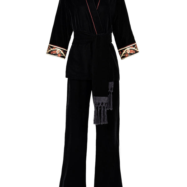Velvet Kimono Set - Black | Rosewater House